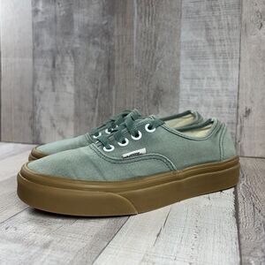 Vans Authentic Kids Size 3.5 Canvas Skate Shoes Sneaker Duck Green Gum Sole